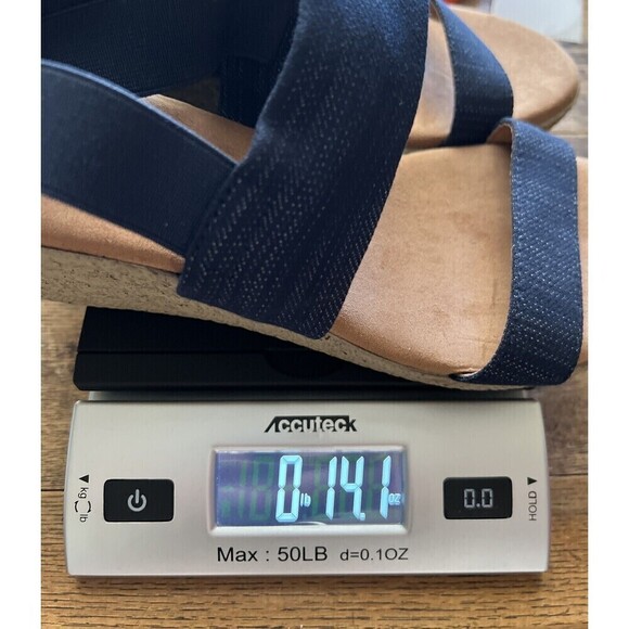 Dressbarn Iris in Navy Wedge Elastic Strap Slingback Sandals Size 9M - Picture 7 of 8